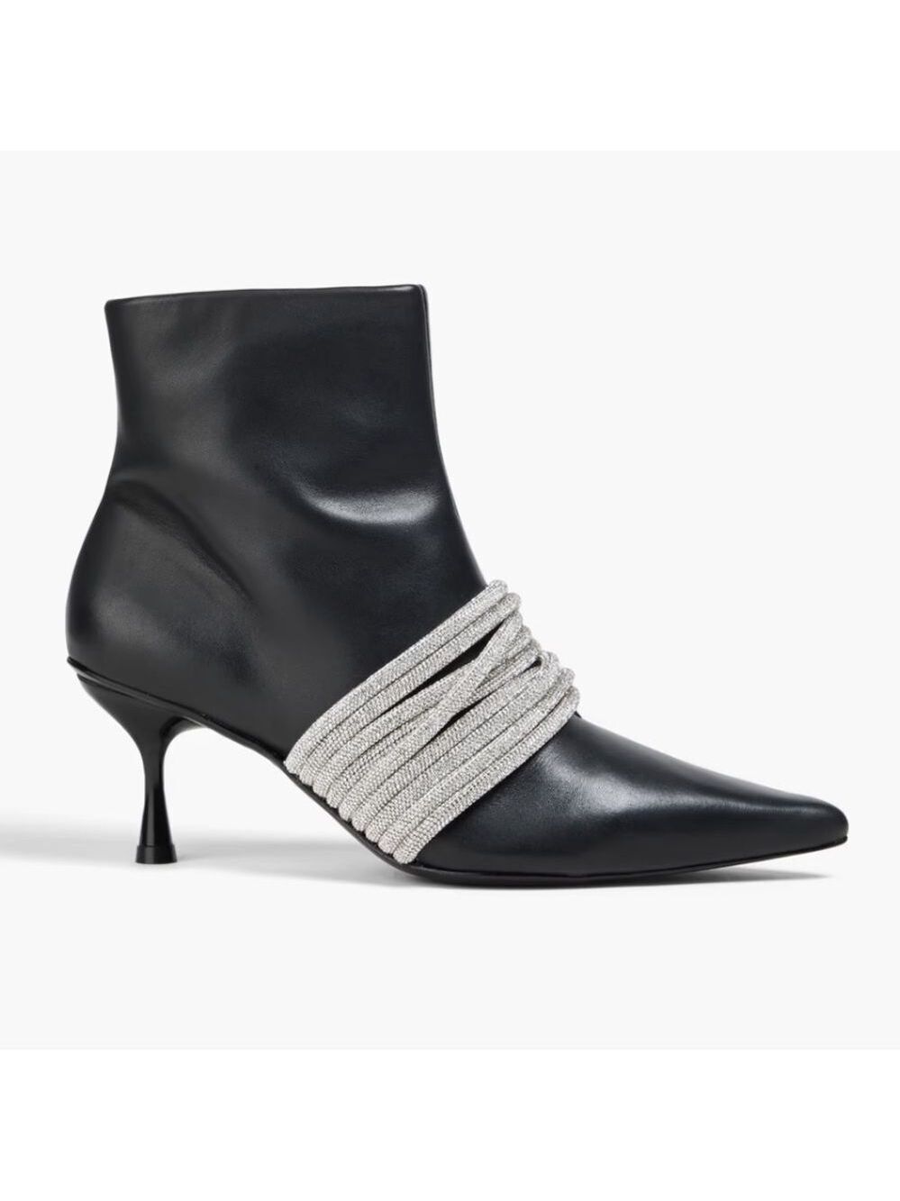 NEW Simkhai Lian crystal-embellished leather ankle boots Black Size 40 / 10